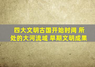 四大文明古国开始时间 所处的大河流域 早期文明成果